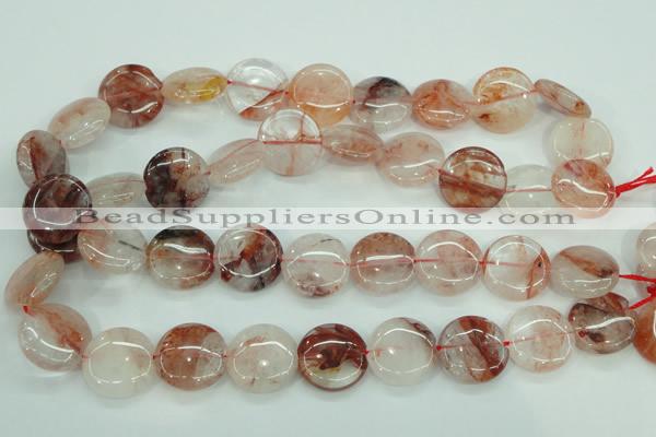 CPQ50 15.5 inches 20mm flat round natural pink quartz beads