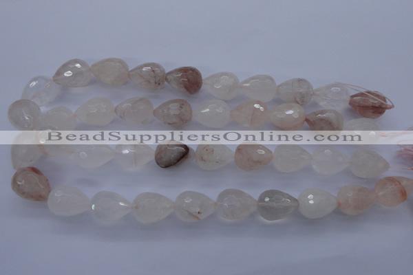 CPQ76 15.5 inches 15*20mm faceted teardrop natural pink quartz beads