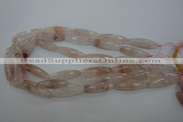 CPQ80 15.5 inches 10*35mm faceted rice natural pink quartz beads