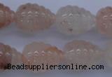 CPQ92 15.5 inches 15*20mm carved teardrop natural pink quartz beads