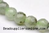 CPR06 A- grade 10mm faceted round natural prehnite stone beads