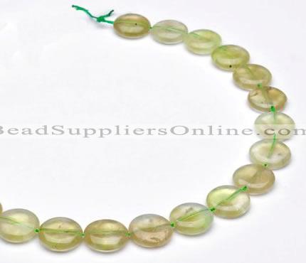 CPR09 A grade 16mm flat round natural prehnite gemstone beads