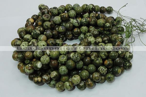 CPS06 15.5 inches 14mm round green peacock stone beads wholesale