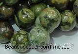 CPS07 15.5 inches 16mm round green peacock stone beads wholesale