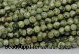 CPS110 15.5 inches 4mm round green peacock stone beads wholesale