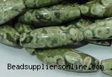 CPS12 15.5 inches 10*30mm rice green peacock stone beads wholesale