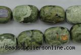 CPS127 15.5 inches 13*18mm drum green peacock stone beads