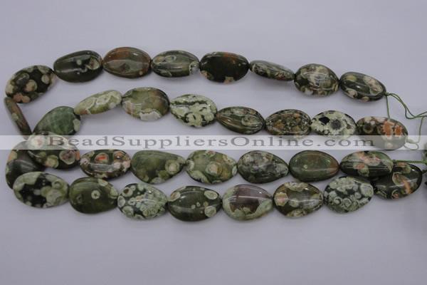 CPS148 15.5 inches 18*25mm freeform green peacock stone beads