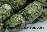 CPS17 15.5 inches 18*24mm egg-shaped green peacock stone beads