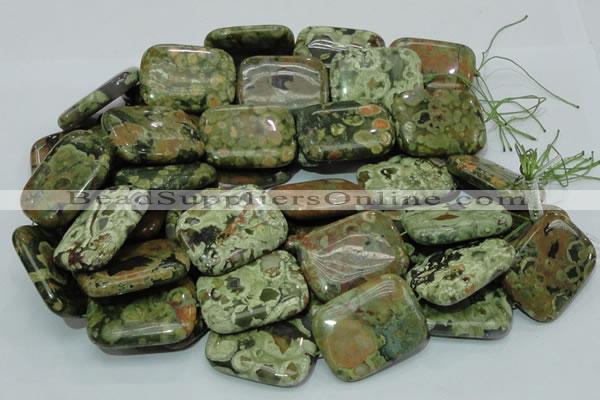 CPS29 15.5 inches 30*40mm rectangle green peacock stone beads