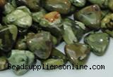 CPS31 15.5 inches 12*12mm triangle green peacock stone beads