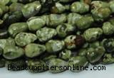 CPS63 15.5 inches 8*12mm faceted teardrop green peacock stone beads