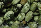 CPS67 15.5 inches 8*13mm faceted rice green peacock stone beads