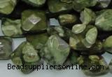 CPS73 15.5 inches 12*12mm faceted rhombic green peacock stone beads