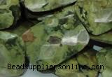 CPS82 15.5 inches 22*30mm faceted rectangle green peacock stone beads