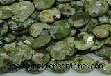 CPS89 15.5 inches 10*14mm faceted oval green peacock stone beads