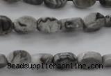 CPT185 15.5 inches 4*6mm oval grey picture jasper beads wholesale