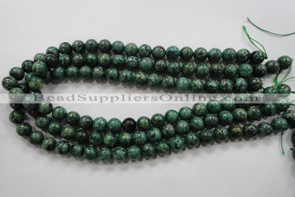 CPT206 15.5 inches 10mm round green picture jasper beads