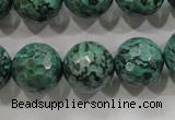 CPT218 15.5 inches 16mm faceted round green picture jasper beads