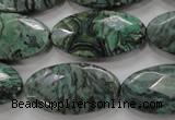 CPT245 15.5 inches 15*30mm faceted marquise green picture jasper beads