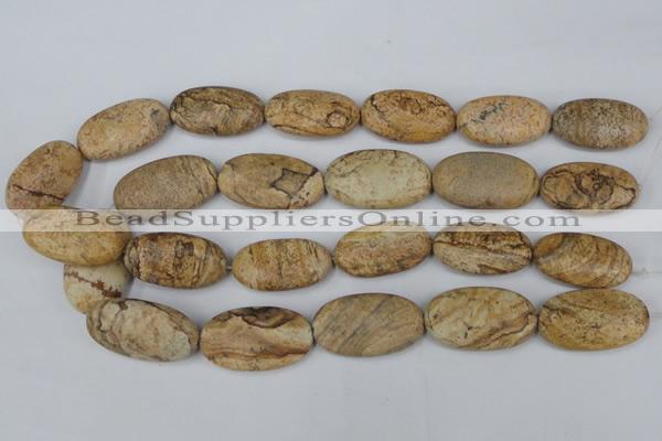 CPT255 15.5 inches 20*35mm oval picture jasper beads wholesale