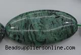 CPT324 15.5 inches 25*50mm oval green picture jasper beads