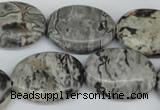 CPT356 15.5 inches 18*25mm oval grey picture jasper beads