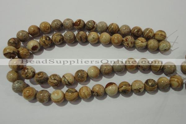 CPT455 15.5 inches 14mm round picture jasper beads wholesale