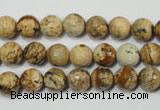 CPT502 15.5 inches 8mm faceted round picture jasper beads wholesale