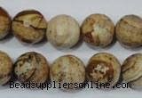 CPT505 15.5 inches 14mm faceted round picture jasper beads wholesale