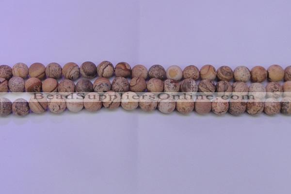 CPT523 15.5 inches 10mm round matte picture jasper beads