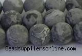 CPT573 15.5 inches 10mm round matte grey picture jasper beads