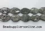 CPT582 30*40mm - 32*42mm faceted octagonal grey picture jasper beads