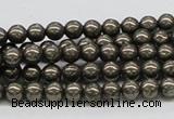 CPY05 16 inches 6mm round pyrite gemstone beads wholesale