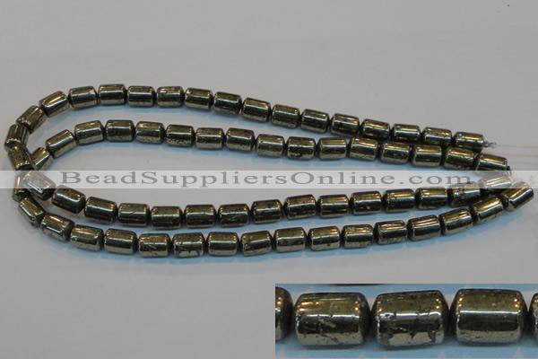 CPY122 15.5 inches 8*12mm tube pyrite gemstone beads wholesale