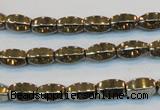 CPY141 15.5 inches 6*10mm rice pyrite gemstone beads wholesale