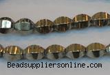 CPY142 15.5 inches 8*10mm rice pyrite gemstone beads wholesale