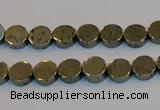 CPY151 15.5 inches 8mm coin pyrite gemstone beads wholesale