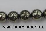 CPY206 15.5 inches 14mm round pyrite gemstone beads wholesale