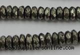 CPY216 15.5 inches 4*10mm faceted rondelle pyrite gemstone beads