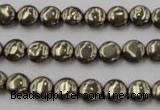 CPY220 15.5 inches 8mm flat round pyrite gemstone beads wholesale