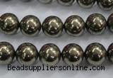 CPY24 16 inches 12mm round pyrite gemstone beads wholesale