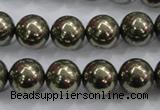 CPY25 16 inches 14mm round pyrite gemstone beads wholesale