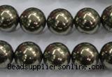 CPY26 16 inches 16mm round pyrite gemstone beads wholesale