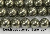 CPY260 15.5 inches 4mm round pyrite gemstone beads wholesale