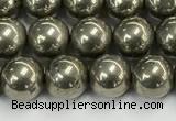 CPY261 15.5 inches 6mm round pyrite gemstone beads wholesale