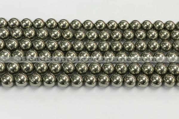 CPY262 15.5 inches 8mm round pyrite gemstone beads wholesale