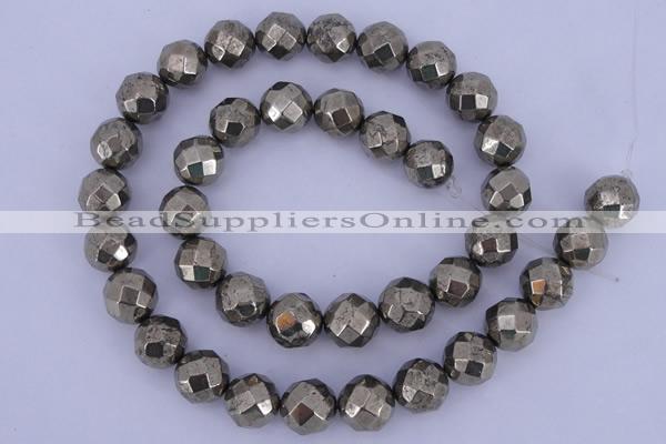 CPY29 16 inches 8mm faceted round pyrite gemstone beads wholesale