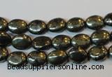 CPY310 15.5 inches 7*9mm oval pyrite gemstone beads wholesale