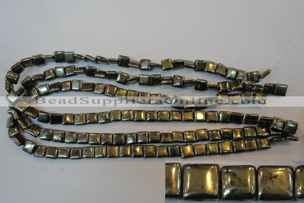 CPY315 15.5 inches 8*8mm square pyrite gemstone beads wholesale